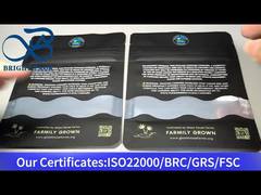 bolsa ziplock vertical para flor de cannabis com janela transparente