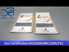 bolsa stand up composta de folha de alumínio branca com janela transparente