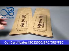 Saco selado de oito lados de papel Kraft para chá branco