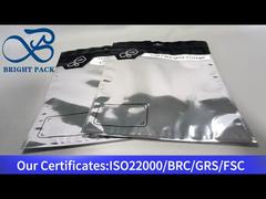 Saco prateado selado em três lados com janela transparente