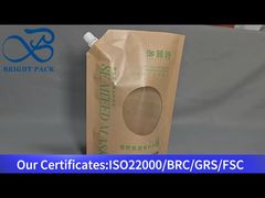 saco de papel kraft para líquidos com bico e janela transparente