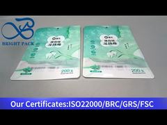 saco plástico verde com fecho ziplock e janela transparente para palito de fio dental