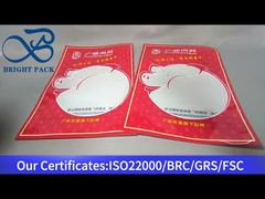 saco plástico vermelho com janela transparente para carne