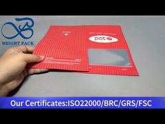 Saco de cannabis personalizado vermelho com janela transparente