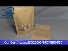 saco ziplock vertical de papel kraft com janela transparente