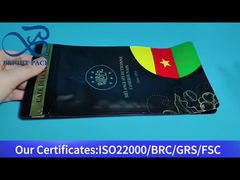 Saco de café selado de oito lados com estampa dourada preta e válvula