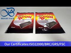 saco de embalagem de alimentos com janela transparente para rolo crocante revestido de chocolate