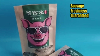 Sacos com zíper de papel Kraft resistentes a óleo para frescor de salsicha e armazenamento de delicatessen