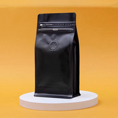 Saco de café de fundo plano 12oz 16oz 180g válvula de escape de mão única saco de comida com vedação de oito lados
