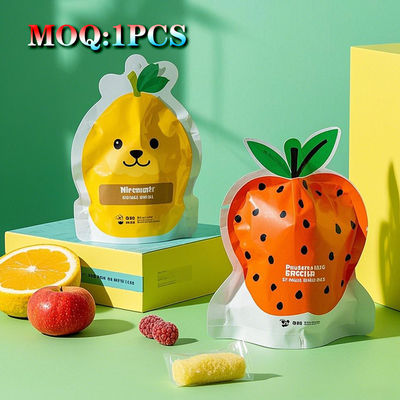 Impressão personalizada Reabre 3.5g 7g Biscoito doces em forma especial Ziplock Proof Smell Cutout Packs Die Cut Mylar sacos com janela