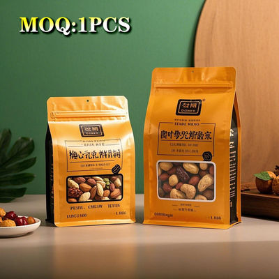 Custom 2.5kg Oito lados fechados Nut Food Packing Zipper Pouch Alumínio revestido Flat Bottom Zipper Bag Para Snack Food Packing