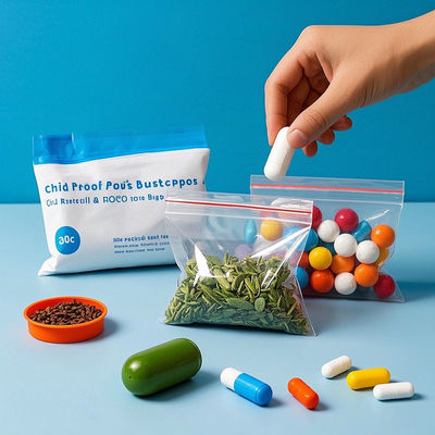 Child Proof Ziplock Bags - Child Resistant & Reusable Storage Pouches for Medicines, Toys & Snacks
