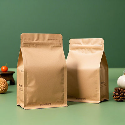 Bolsas de fundo plano de vedação de oito lados premium, certificadas pela FDA, personalizadas, impressas e à prova de umidade para alimentos e varejo Capacidade 50g-2000g