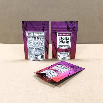 Sacos à prova de crianças certificados ASTM D3475 para armazenamento de goma de erva e medicamentos