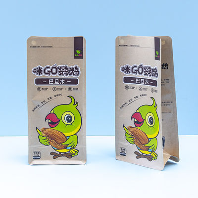 Alimentos orgânicos para papagaios em sacos de 8 lados reabriveis Snacks livres de BPA para araras e cacatúas