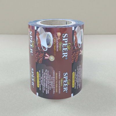 Rolo de Café Premium - 7 polegadas de largura, 2 MIL de espessura. Embalagem de folha metalizada para grãos de café. Impresso sob medida, compostável, de qualidade alimentar.