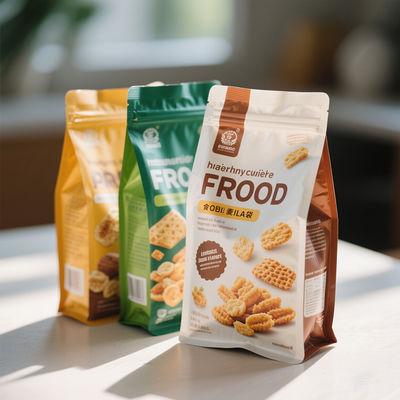 Sacos compostos stand-up impressos sob medida - CMYK completo e acabamento suave