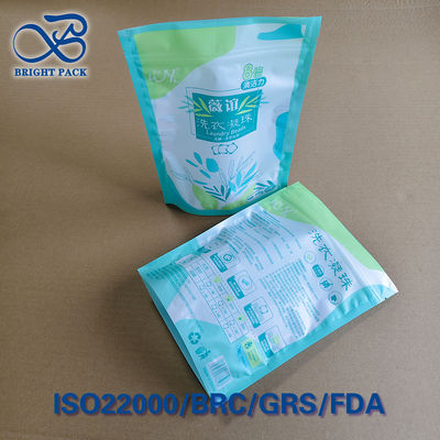 Sacos Stand-Up Tri-Seal para Cápsulas de Lavagem - Zíper Resealável e Janela Transparente