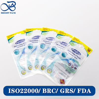 Material laminado Design de embalagem de plástico de tamanho personalizado com impressão de logotipo para embalagem de fio dental por atacado.