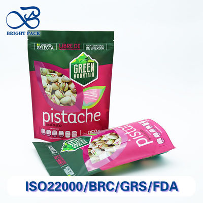 Sacos com zíper verticais de plástico reciclável por atacado para embalagem de nozes, com resistência a perfurações e à umidade.