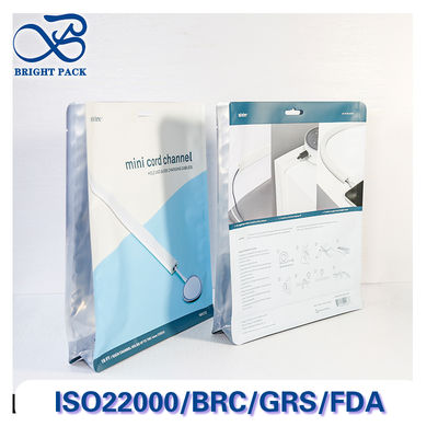 Sacos de vedação octogonais espessos para embalagem de acessórios eletrônicos com janelas transparentes e zíper de vedação à prova de poeira.