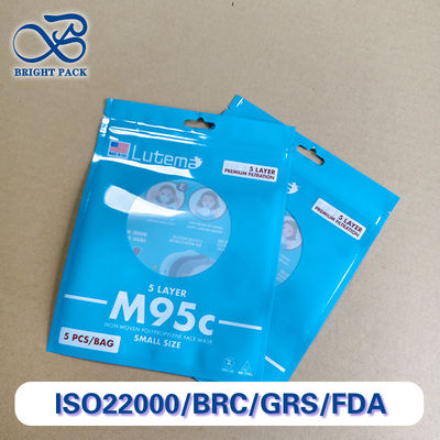 Sacos de selagem de três lados com impressão de marca personalizável para embalagem de máscaras médicas com janela transparente Descontos em pedidos em massa.