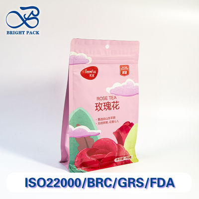 Saco de selagem de oito lados econômico para embalagem de chá com resistência a rasgos e impressão personalizada Descontos para pedidos em massa.