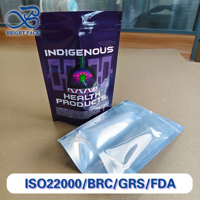 Sacos de impressão personalizáveis para embalagens farmacêuticas com traseira transparente.