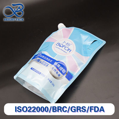 Saco com bico durável e conveniente com alça para embalagem de detergente para roupa Descontos em pedidos por atacado com impressão personalizada.