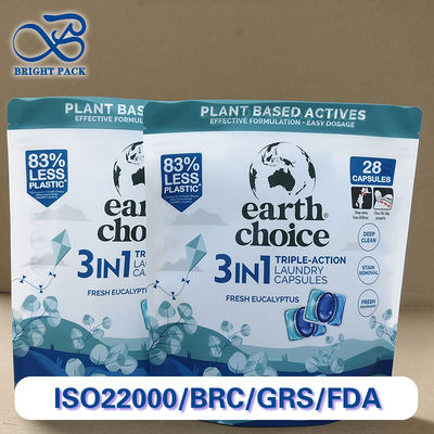 Saquinho Stand-Up com Zíper Personalizado para Cápsulas de Detergente Premium, Alta Barreira, Anti-Vazamento