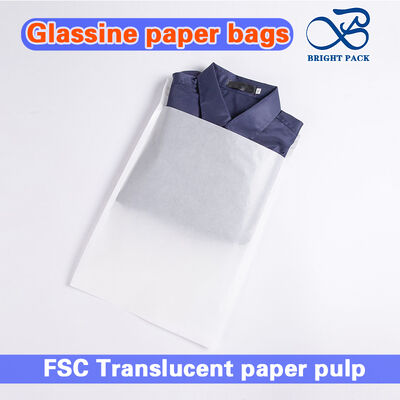 Sacos de Papel Glassine Compostáveis Certificados de 40g com Faixa Autoadesiva para Embalagem de Vestuário Eco-Consciente
