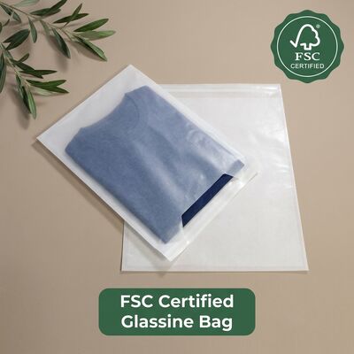 Bolsa de vidro de luxo por atacado Bolsa de papel plano translúcido impressa por encomenda para vestuário vestuário presente embalagem de varejo OEM