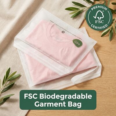 Saco de papel de vidro translúcido biodegradável para embalagens de vestuário impressas sob medida