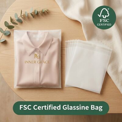 Saco de papel Glassine natural luxuoso reciclável ecológico biodegradável para embalagens de vestuário certificadas