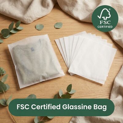Eco-friendly Luxury Glassine Bag Green Packaging Clothing Zero Plastic Apparel Pouch Diretiva da UE