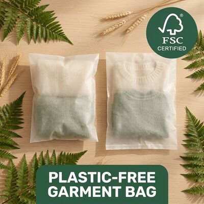 Saco de vidro de luxo livre de plástico para moda embalagens de roupas recicláveis eco-reutilizável saco de vestuário para prova de gordura certificada