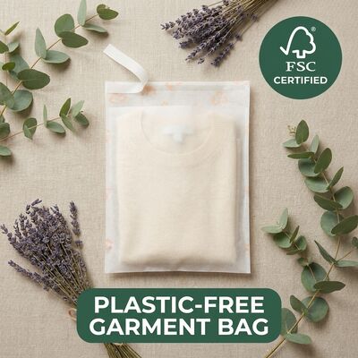 Bolsa de vidro ecológica de luxo de plástico zero embalagem de roupas bolsa de vestuário verde sustentável para reciclagem certificada UE Reino Unido