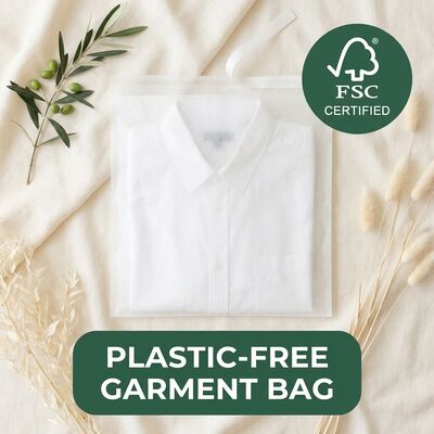 Saco de vidro transparente 40gm para vestuário embalagem de roupas translúcidas Eco saco de vestuário para certificado reciclável biodegradável