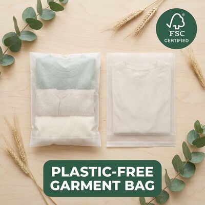 Saco de vidro de luxo compostável Embalagem de vestuário Sem plástico Saco de roupa sustentável Eco-friendly Compliant EU Garment OEM