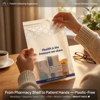 Bolsa de papel revestida com cera estéril em conformidade com a FDA Fabricante a granel de embalagens médicas sem plástico ecológicas de luxo