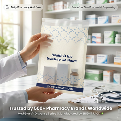 Sacos de medicamentos de vidro de luxo para embalagens farmacêuticas recicláveis biodegradáveis certificadas