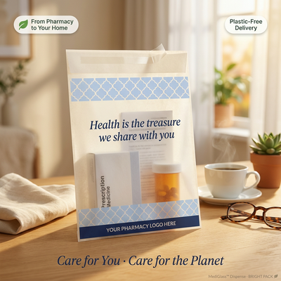 Sacos de distribuição de farmácias ecológicas de luxo Bolsas de papel revestidas com cera recicláveis para cuidados de saúde certificados