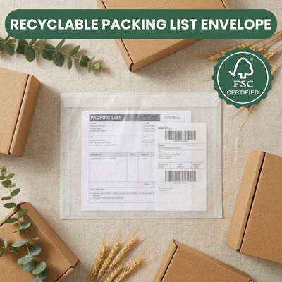 Lista de embalagens sem plástico biodegradável certificada FSC Envelope Documento de papel Conjunto Bolsa Etiqueta de envio autoadhesiva Carteira