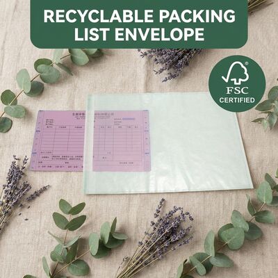 Bolsa com fatura Glassine sem plástico | Costume reciclável certificado do envelope da lista de embalagem do FSC eco-amigável biodegradável