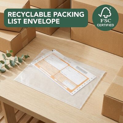 Plástico livre biodegradável reciclável despacho envelope papel lista de embalagem bolsa autoadesiva etiqueta de envio carteira de documentos