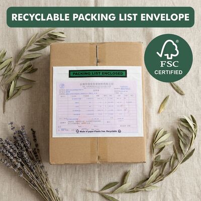 Saco de documentos de vidro impermeável biodegradável e ecológico. Saco de remessa sem plástico reciclável certificado FSC.