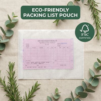 Documento biodegradável Envelope anexo Lista de embalagens de papel compostável Rótulo autoaderente de envio Bolsa
