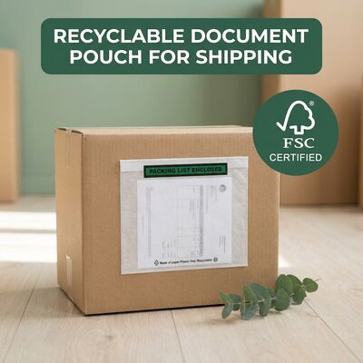 Lista de embalagens recicláveis Envelope Papel Documento Anexo Rótulo de envio autoadhesivo livre de plástico Bolsa FSC