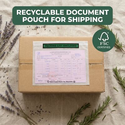 Lista de embalagens biodegradáveis Envelope Documentos em papel compostável Enclosed Self Adhesive Shipping Label Pouch